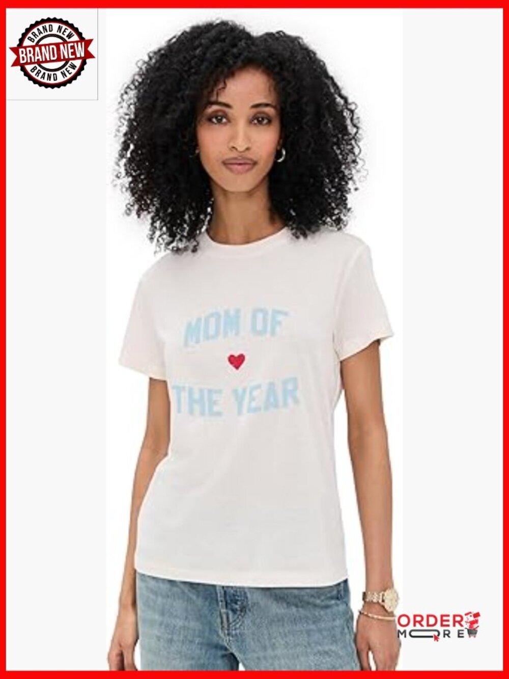 Classic Cut Mom of Year Tee, Short Sleeve, Crew Neck, Lightweight Stretch Jersey